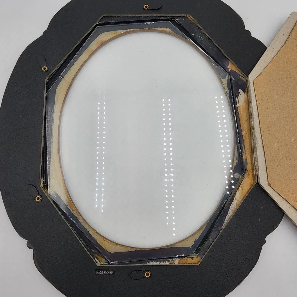 Victorian Style Leopard Print Resin Oval Picture Frame Ornate Gold Tone Accents